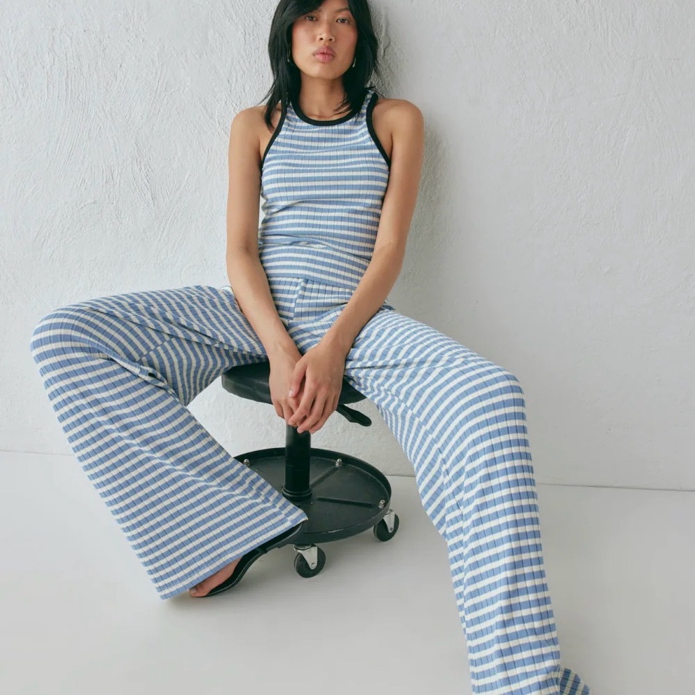 Casual Striped Blue and White Pants